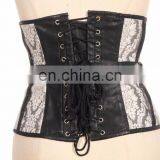 Steampunk Brocade Underbust Synthetic Leather Corset With Buckles and Studs thumbnail-2