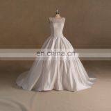 Gentle Rounded Neck Sleeveless Ball Gown Lace Satin Wedding Dress thumbnail-1