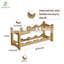 Bamboo Wine Rack 8 Bottle 2 Tier Wine Racks Bar Counter Cabinet Wine Glass Holder Storage Shelf for Kitchen thumbnail-2