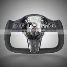 Cheap Race Led Performance Steering Wheels Kit OEM Carbon Fiber Classic Heated Yoke Car Steering Wheel For Tesla Model 3/Y thumbnail-2