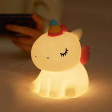 New Unicorn Silicone Nursery Night Light USB Rechargeable Cartoon Animal Bedroom Decor Touch Night Lamp Kawaii Kids Night Lights thumbnail-4