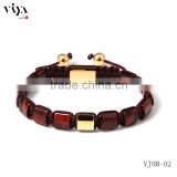 3d jewelry making flat square beads 8mm custom engraved bead handmade bracelet knotted with rectangular flat tiger eyes bead