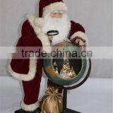XM-A6134 32 Inch Lighted Santa With Terrestrial Globe Fro Christmas Decoration
