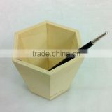 decorative wooden pen container pencil holder craft hexagon shape wholesale poplar
