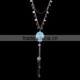 Turquoise Boho Necklace, Long Necklace, Bohemian Tassel Necklace, Tassel Charm Necklace thumbnail-3