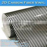 Classic Black Silver 2D Twill Carbon Fiber Vinyl Car Decoration Sticker thumbnail-2