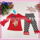 Kids Holiday Clothing Set Baby Girls Ruffle Pant Outfit baby girls Christmas cotton autumn clothes set for christmas TR-CA16