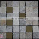 natural fossil stone tile mixed steel mosaics