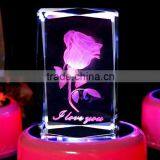Wholesale 3d Laser Engraved Flower Crystal Lamp Base For Wedding Decoration/wedding Gift
