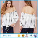 Lancai Garment Product Summer Design Ladies off Shoulder Blouse thumbnail-1