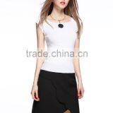 Fashion Korea Boat Neck Women Ladies Knitted Slim T Shirt Sleeveless Blouse Ladies Casual Tops Latest Design thumbnail-3