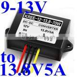 dc Voltage Regulator 9-13V 11V 12V Step up to 13.8V 5A 70W Boost Converter Power Supply Module Waterproof Anti-shock