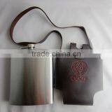 48oz Stainless Steel Outdoor Hip Flask With Leather Case