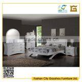 Creative Design White Wooden Bedroom Furniture Bed With Leather Upholstered Headboard thumbnail-2