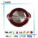 Collapsible Silicone Colander With Stainless Steel Rim, Green thumbnail-2