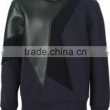 Fleece Sweat Shirt with Custom Design Leather Patches