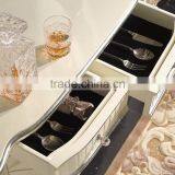 Louis XVI Style Neoclassical Buffet Table Set, White Ornate Buffet and Mirror Set With Tidy Line thumbnail-2