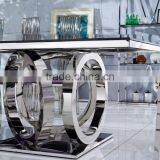 304 Shiny Stainless Steel Dining Room Table With Fabric Dining Chair thumbnail-2