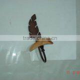 Metal Decorative LEAF Hook With Ceramic Knob, Home Decoration Hook, Metal Wall Art Hook, European Style Hook, Vintage Hook thumbnail-1