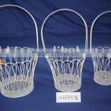 White round wire storage gift hanging baskets with long handle