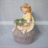 Fiberglass Garden Girl Welcome Statue Ornament thumbnail-4