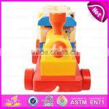Colourful ABC Letters Wooden Rotational Train Pull Along Toy,Best Selling Wooden ABC Train Toy With Blocks W05C027 thumbnail-3