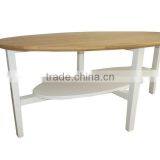 Wood Oval Coffee Table With White Top thumbnail-4