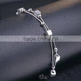 925 Sterling Silver Charm Double Chains Bracelet thumbnail-3