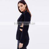 HAODUOYI Women Autumn Fashion Black Coat Women Long Sleeve Hollow Out Blazer Coat thumbnail-6