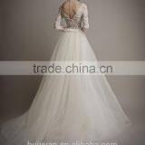 Flowing Tulle Full Lace Long Sleevecolorful Muslim Wedding Dress thumbnail-3