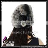 CX-C-240B Handknitted Womens Fashion Rex Rabbit Fur Hats and Caps thumbnail-3