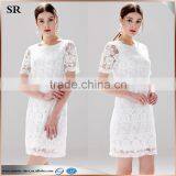 Embroidery Flower Pattern White Lady's New Fashion Mini Party Dress thumbnail-3