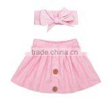 Latest Designer Cotton Skirt Kids Girl Short Dresses Matching Headband Sets thumbnail-1