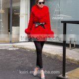Large Size Real 2016 Winter New Women Fox Fur Collar Rabbit Fur Coat Outwear Female thumbnail-3