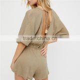 Ropa Mujer Casual Raw Trim Low Scoop Back Beach Rompers Jumpsuits thumbnail-4