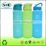 Partner America Water Bottle Fashion Portable Sports 600 ml Large Glass Water Bottle With Silicone Sleeve and Flip