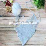 Newborn Lace Mohair Romper Baby Girl Hooded Romper Handmade Knitted Pant Crochet Bonnet and Pant Sets Photograpphy Props Overall