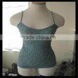 Women's Seamless Floral Jacquard Lace Cami Green Color thumbnail-1