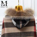 Fashion Women Real Raccoon Fur Hood Shawl Wool Cashmere Scarves Shawls thumbnail-5