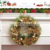 Pine Tree Leaves Christmas Wreath Door Decoration Holiday Wreath Circle Rattan Cane Hanging Decoration thumbnail-3