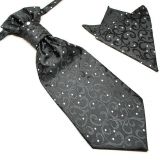 Adjustable Brown Mens Silk Necktie Satin Dots