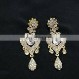 Innovative Designer Gold Plated Bollywood Style Kundan Earrings Set In White Color thumbnail-2