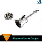 Lapel Pin Manufacturers China Silver Tone Black White Enamel Musical Guitar Lapel Pins