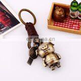 Punk Keyholder Handmade Leather Keychain Cute Retro Cartoon Pig Pendant Keychain thumbnail-1