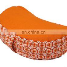 Indian Manufacture Half Printed Half Moon Meditation Cushion Pillow