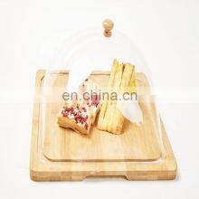 Hot Sale Eco-friendly Bamboo Cake Storage Tray,Bamboo Food Serving Tray With Acrylic Cover Pantry Organizer Kitchen & Tabletop thumbnail-3
