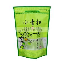 custom printed zipper aluminum foil stand up pouch tea bag packaging with window