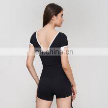 Soft Slim Fit Gym Fitness Sports Yoga Crop Top Built In Bra Padded Workout Running Training Wear Clothes T Shirts For Women thumbnail-5