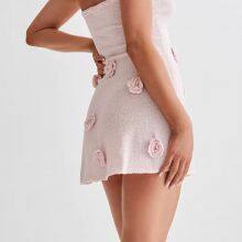 2025 Women's European and American Spring New Product: Three Dimensional Flower Chest Strap Knitted Strapless Dress thumbnail-4