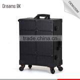 Hot Selling Products Fashional Lighted Makeup Black Pvc Trolley Case